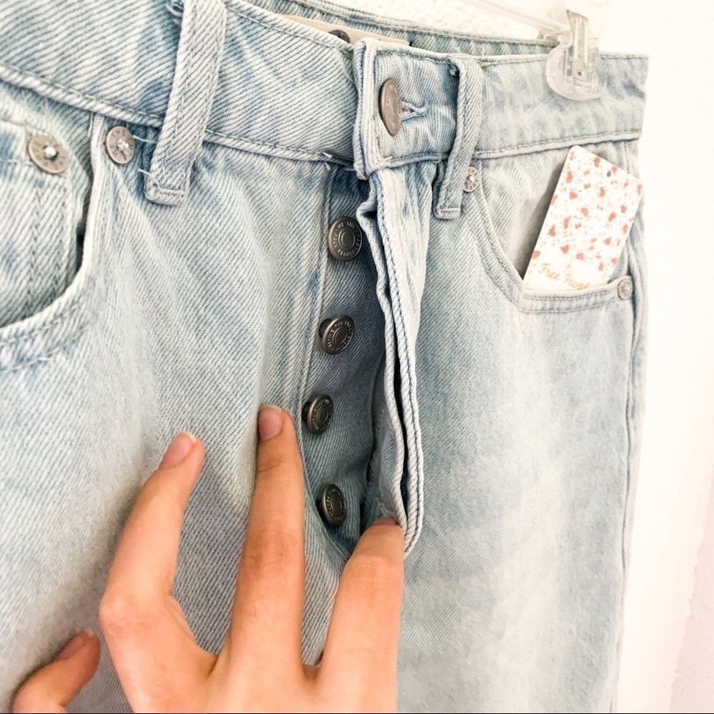 Free People Skirt Going Rogue Denim Distressed Asymmetrical Tidal Wave 25 26 NWT - Picture 5 of 13